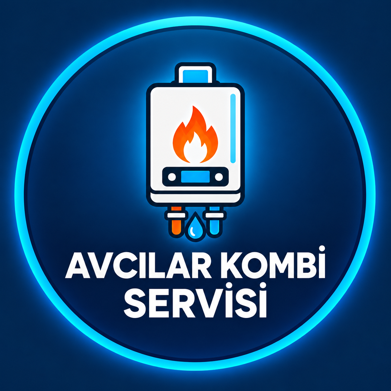 Kombi alevi ve su bağlantılarıyla Avcılar Kombi Servisi amblemi
